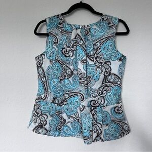 Liz Claiborne Sleeveless Top Paisley Print Blue and Brown Size Medium